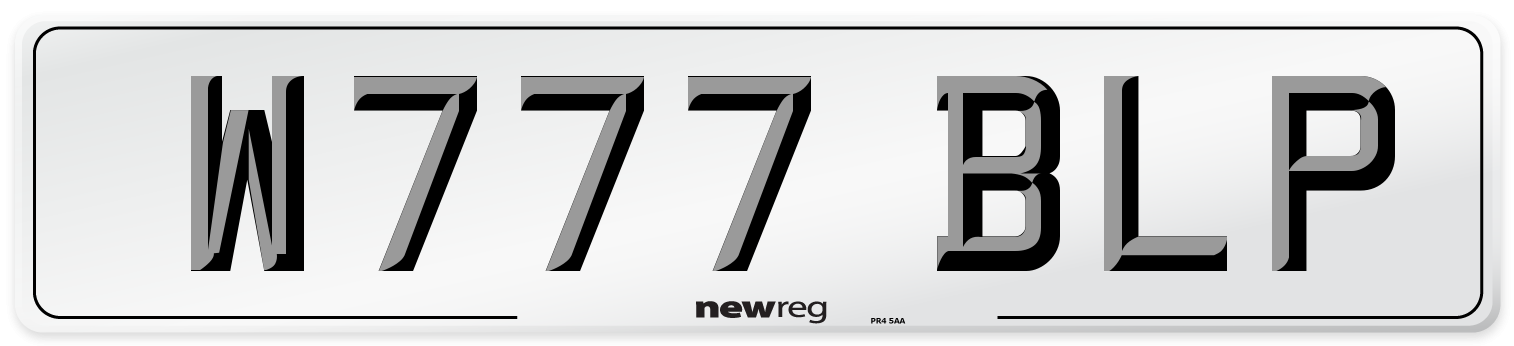 W777 BLP Number Plate from New Reg